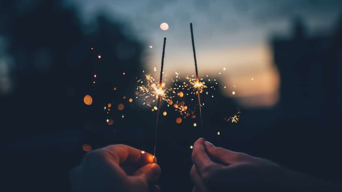 New Year's Eve – sparklers in hands